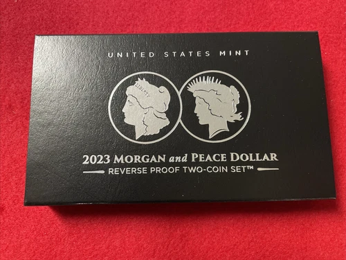 2023 S MORGAN AND PEACE REVERSE PROOF SILVER DOLLAR 2-COIN SET GEM+ OGP/COA
