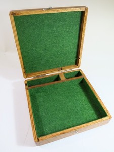 Antique Solid Oak Storage Box — Green Felt Lining — Repurposed & Restored