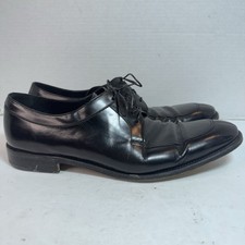 Zapato Salvatore Ferragamo Cuero Negro Talla 11 D Puntera Dividida Blucher Oxford