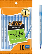 Pack of 10 Ballpoint Pen - Blue Ink Ball Point Pens for Office Writing School