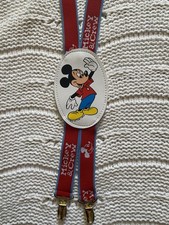 Vintage MICKEY MOUSE  Crew Red Adjustable Clip On Elastic Suspenders 1980  s