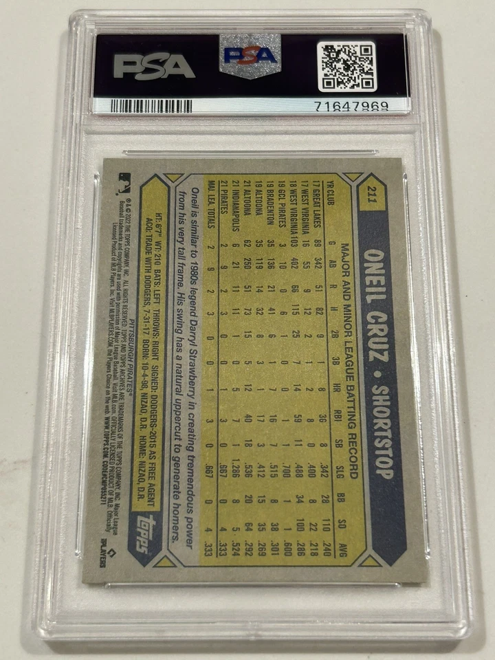 2022 Topps Archives Oneil Cruz #211 PSA 8 - Image 2 of 2