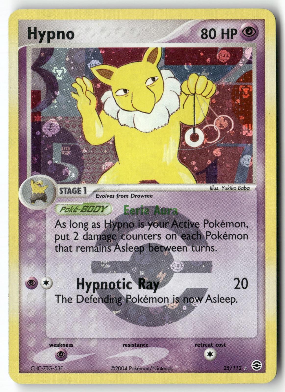 Hypno 25/112 Rare FireRed & LeafGreen Pokemon Reverse Holo NM