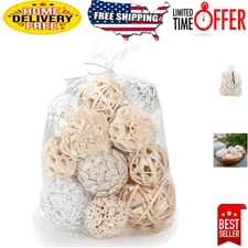 Versatile 16-Piece Rattan Decorative Balls Set - Perfect for Bowls or Vases
