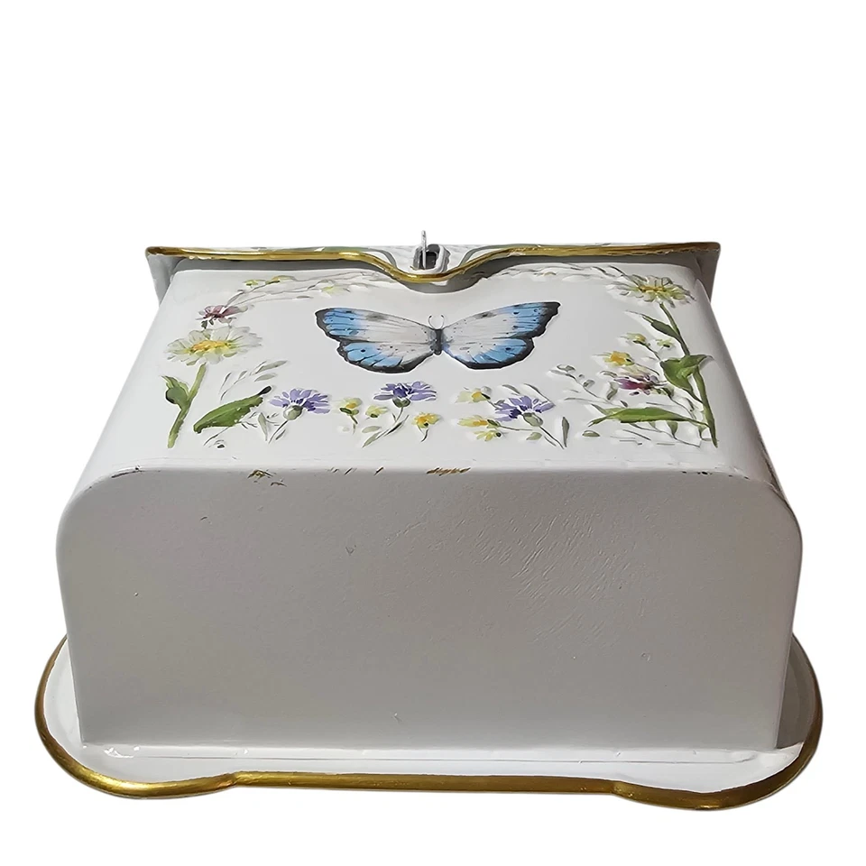 Vtg Style Letterbox Mailbox Wall Mounted Rustic Shabby Chic Butterfly Gold Trim - Image 4 of 4