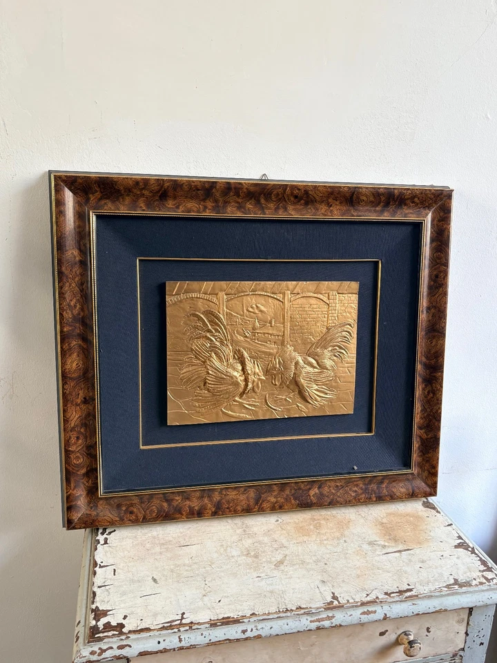 BASSORILIEVO ANTONIO LIGABUE COMBATTIMENTO TRA GALLI - Immagine 2 di 4