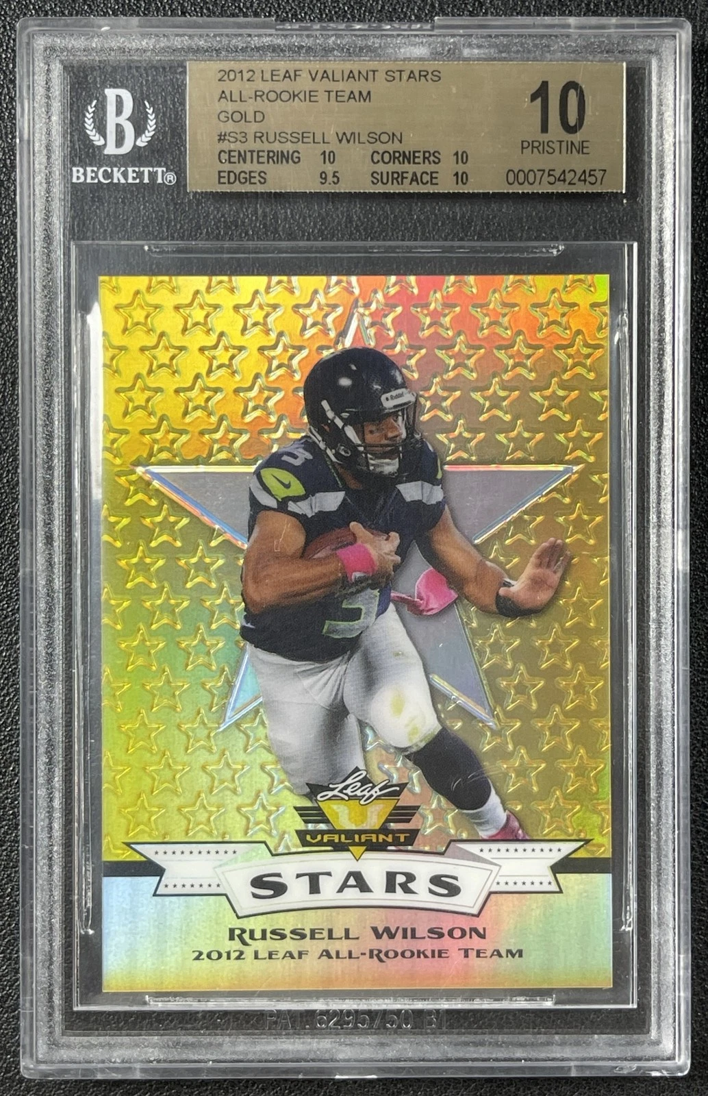 Russell Wilson Leaf Valiant Stars All-Rookie Team #S3 Gold