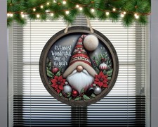 Aluminum Christmas Sign Gnome Outdoor Wreath Decor Weatherproof Metal