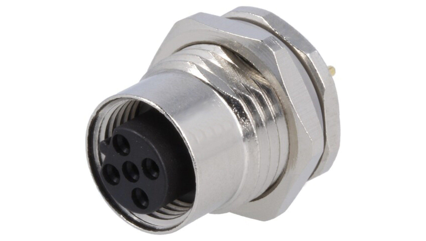 Circular connector M12 female straight assembly THT 5pin 60V T4141412051- /T2UK
