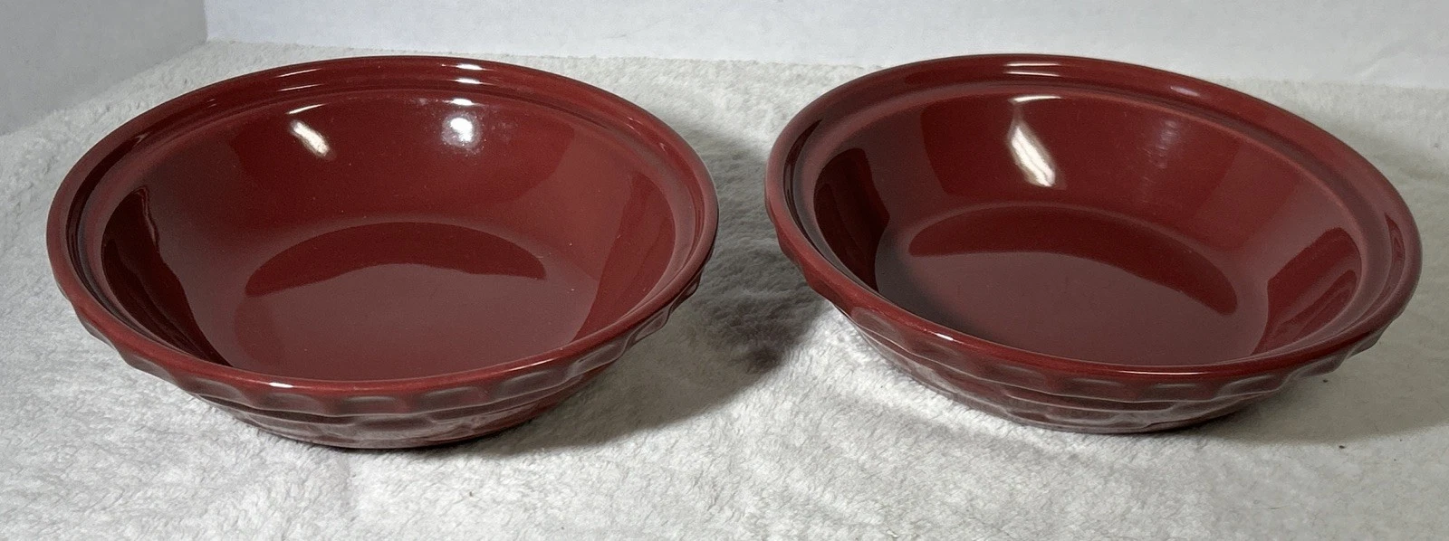 Longaberger Woven Traditions Paprika Pie Plate Lot Of 2 Bowls 7”