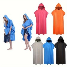 Women Men Beach Towel Changing Robe Bath Hooded Quick Dry Poncho Bathrobe Adult