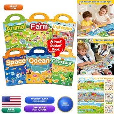 CREATIVETREES 6 Sets Reusable Jelly Sticker Book for Toddlers 3-6 Years