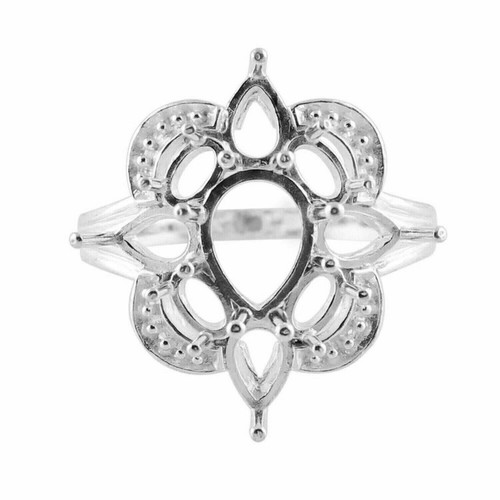 Semi Mount Ring Oval Shape 3x5MM Cluster Women Wedding Ring 925 Sterling Silver
