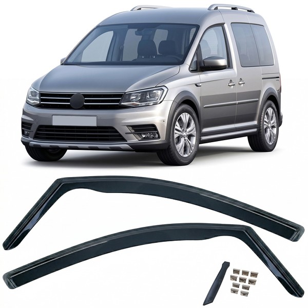 Windabweiser Regenabweiser 2-Teilig Schwarz GetöNt FüR VW Caddy 3 2K 2004-2015-image