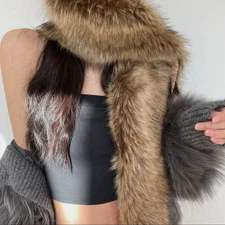 Women Winter Faux Fur Scarf Vest Warm Luxury Shawl Collar Wrap