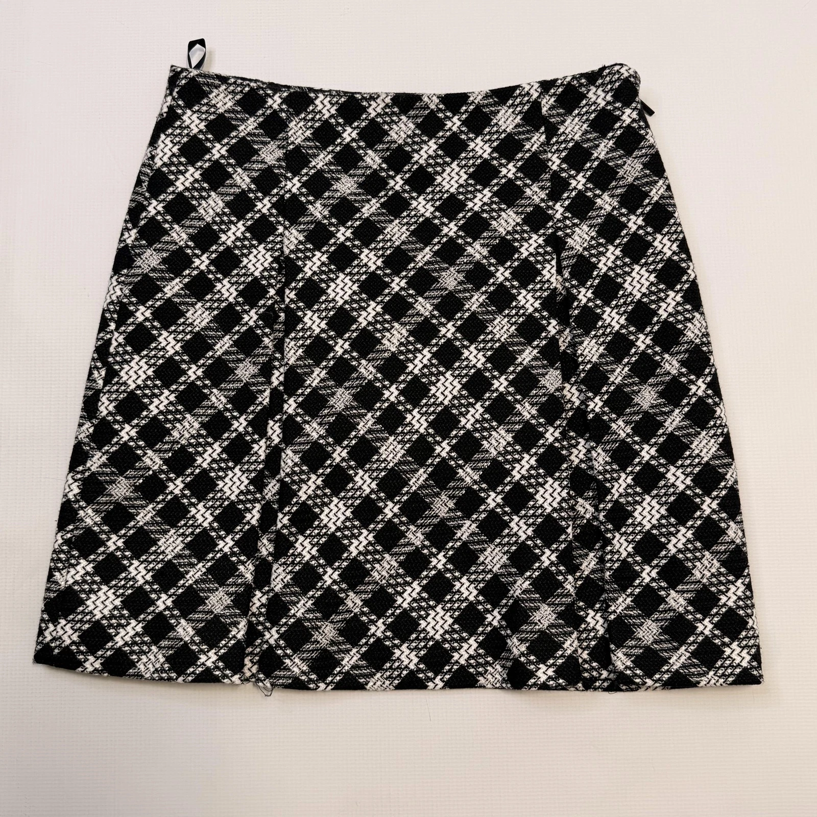 Karl Lagerfeld Paris Skirt Womens 4 Black White Tweed A-Line Knee Length Lined