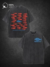 Fish Christian Faith MEn'S Washable Cotton Short Sleeve T-shirt Shirt 220g Doubl