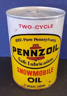 Vintage Pennzoil Two-Cycle Snowmobile One Quart Metal Oil Can Full