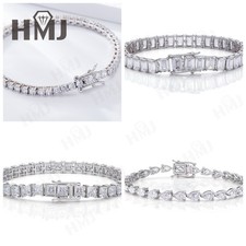 Collana uomo donna catena tennis moissanite pera smeraldo argento sterling 925 regalo