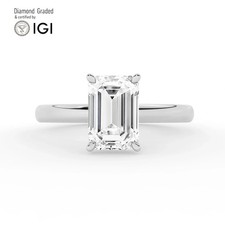 Emerald Diamond Engagement Ring Platinum Labgrown 3.15 Ct Solitaire