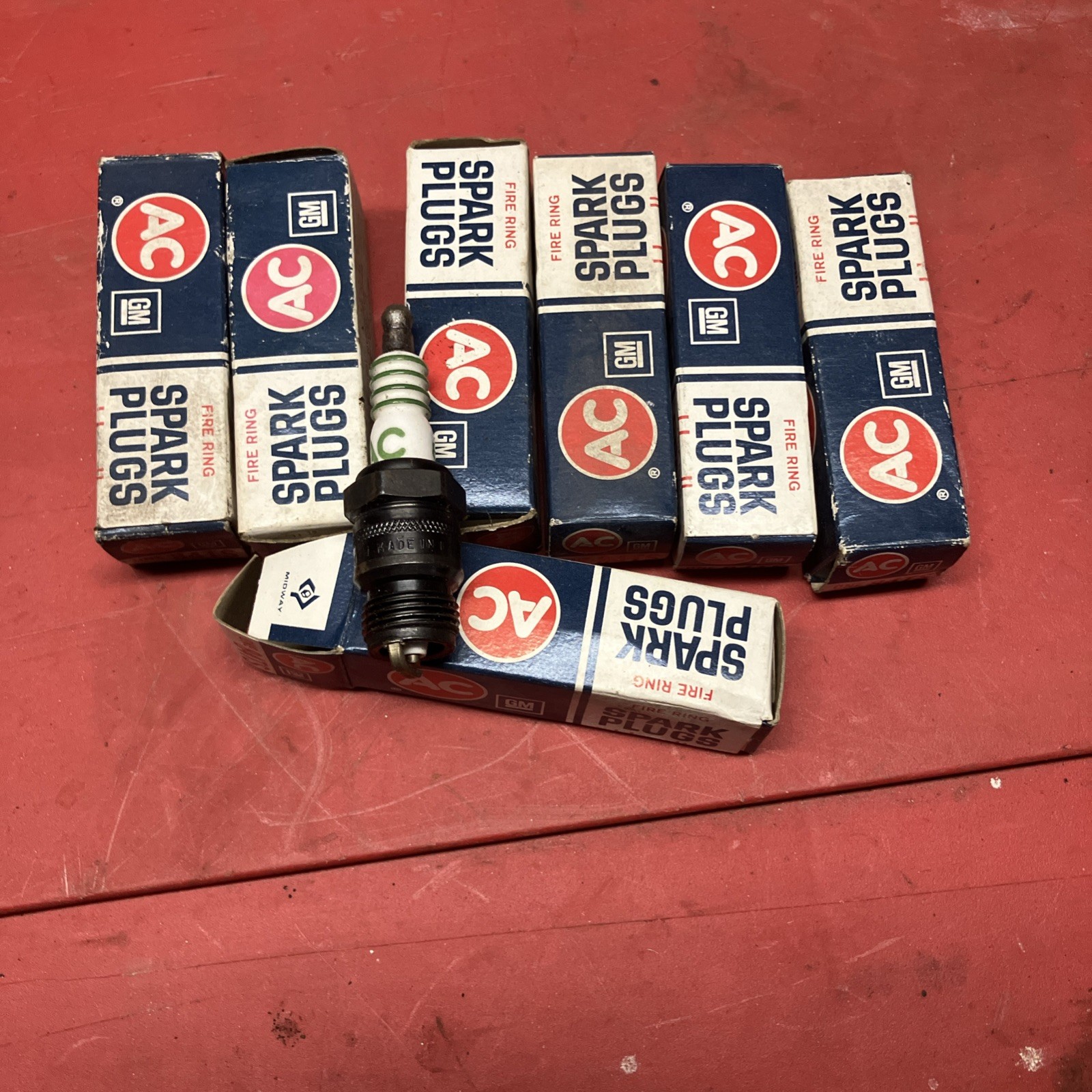 NOS 64 65 66 AC GM 84TS Fire Ring Spark Plugs Set of 8 5612150