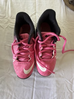 GOOD Kids/Girls Nike Hyperdiamond 4 Softball/Sports Cleats Size 1 Pink & Black
