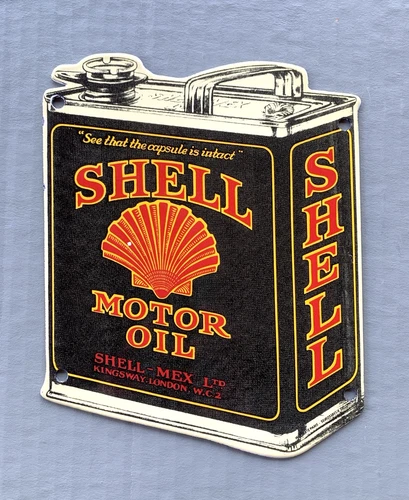 VINTAGE SHELL MOTOR OIL CAN GASOLINE GAS PUMP STATION PORCELAIN SIGN