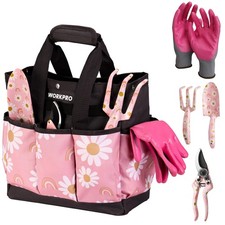 Workpro 5Pcs Gardening Tools Aluminum Heavy Duty Garden Tool Set Bag Ideal