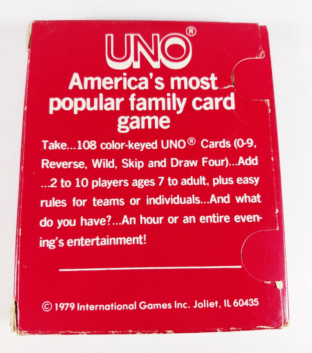 Vintage 1979 UNO Card Game (Cards Sealed) International Games Inc