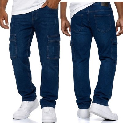 Herren Cargo Jeans Regular Slim Denim Hose Destroyed 5444