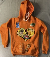 Orange Hoodie. Love Is Strange. Street ware. Embroidered. Measurements In Pics.M