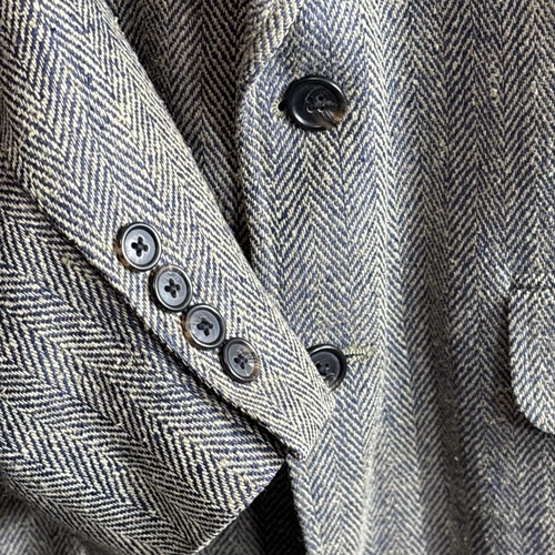 Lands End Vintage Tweed Jacket 44R Brown Herringbone Blazer 100% Silk Sport Coat - Picture 12 of 22