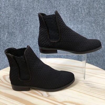Zee Alexis Boots Womens 37 Dawn Chelsea Black Woven Pull On Round Toe Ankle Top