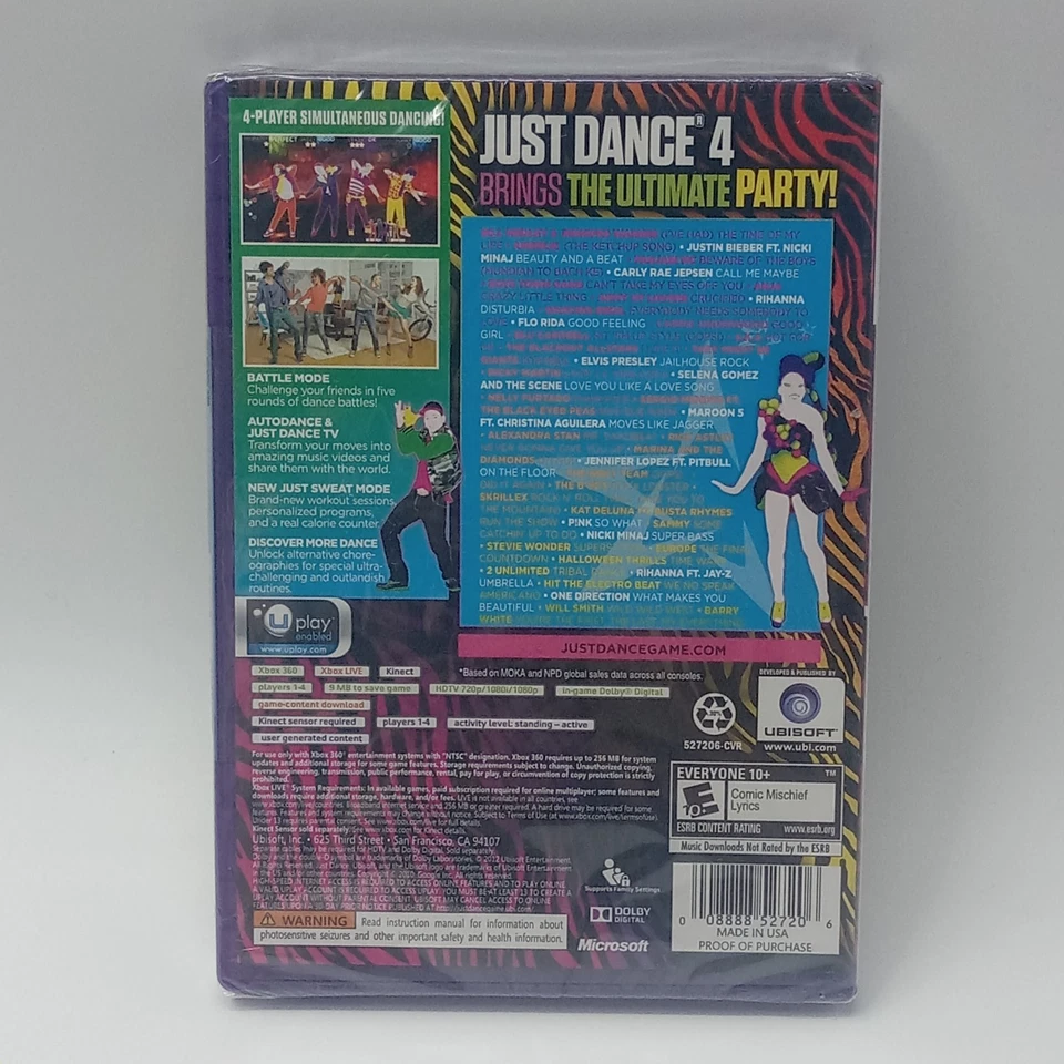 Xbos 360 Just Dance 4 Kinect Microsoft Brand New Factory Sealed - Image 2 of 4