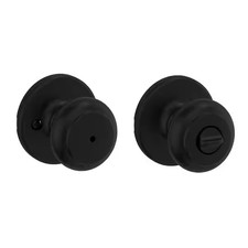 Cove Matte Black Privacy Door Knob with Lock for Bedroom or Bathroom featuring