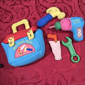 1989 Kubla Crafts Cloth Toy Tool Box & Tools - As Is