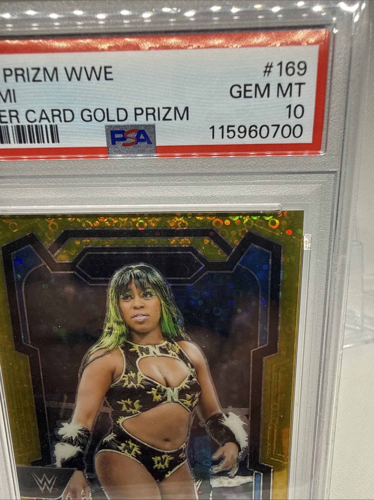 2024 Panini Prizm WWE - Naomi #169 Gold under Card Prizm #10/10 PSA 10 view 3
