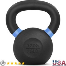 Solid Cast Iron Kettlebell 26Lbs Non-Slip Handle Strength Training Fitness New