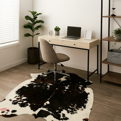 Tricolor Cowhide rug (Size 6'8' x  7'0'') Exact Hide Shown   Real Leather HB0043