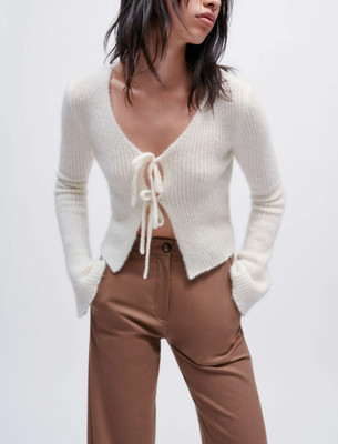 Maje Damen Ecru Strick Mohair Mischung Cardigan Gr 36 FR 8 UK 4 US MFPCA00293