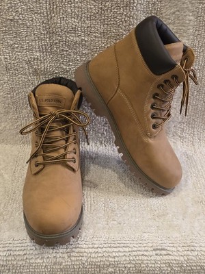 U.S. Polo Assn Owen High Top Tan Brown Leather Work Hiking  Boots Mens Sz 11 NEW