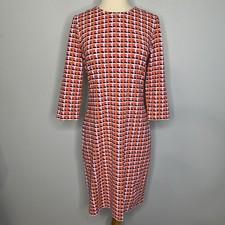 J. McLaughlin Sophia Catalina Cloth Stretch Knit Dress In Coral Pink Navy Size S