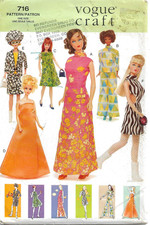 Sewing Pattern for 11/2" Fashion Dolls -6 Outfits -Vogue 716 -2000