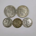 Lot 1922 Peace Silver Dollar 1921 Morgan (3) Walking Liberty 90% $3.50 face