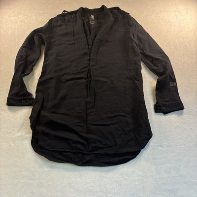 G-Star RAW Women's XS Black Solid Boyfriend Fit Long Sleeve Shirt Dress