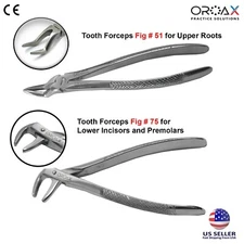 Dental Extraction Forceps Fig 51, Fig75 Lower Incisors Premolar Upper Root CE