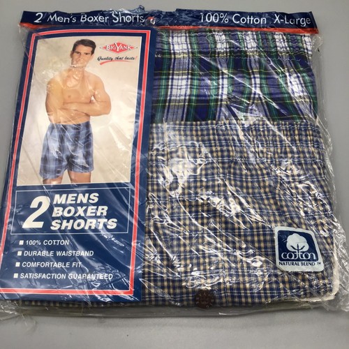 BIG YANK Mens Boxer Shorts - 2 Pack - XL 42-44 - 100% Cotton - Plaid - NIP - - 第 1/6 張圖片