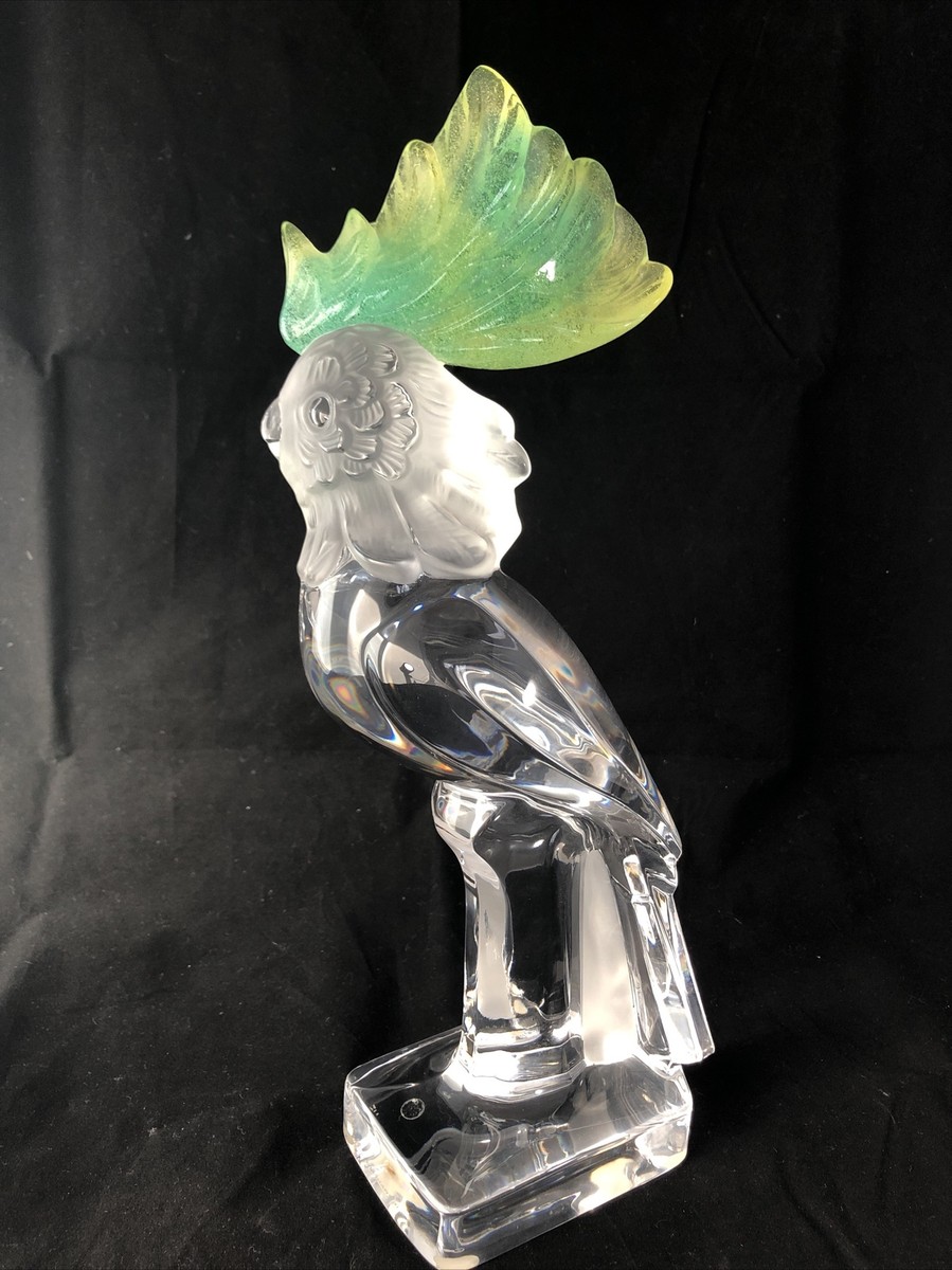 Daum Signed Crystal Franklin Mint Cockatoo Bird Figurine 14