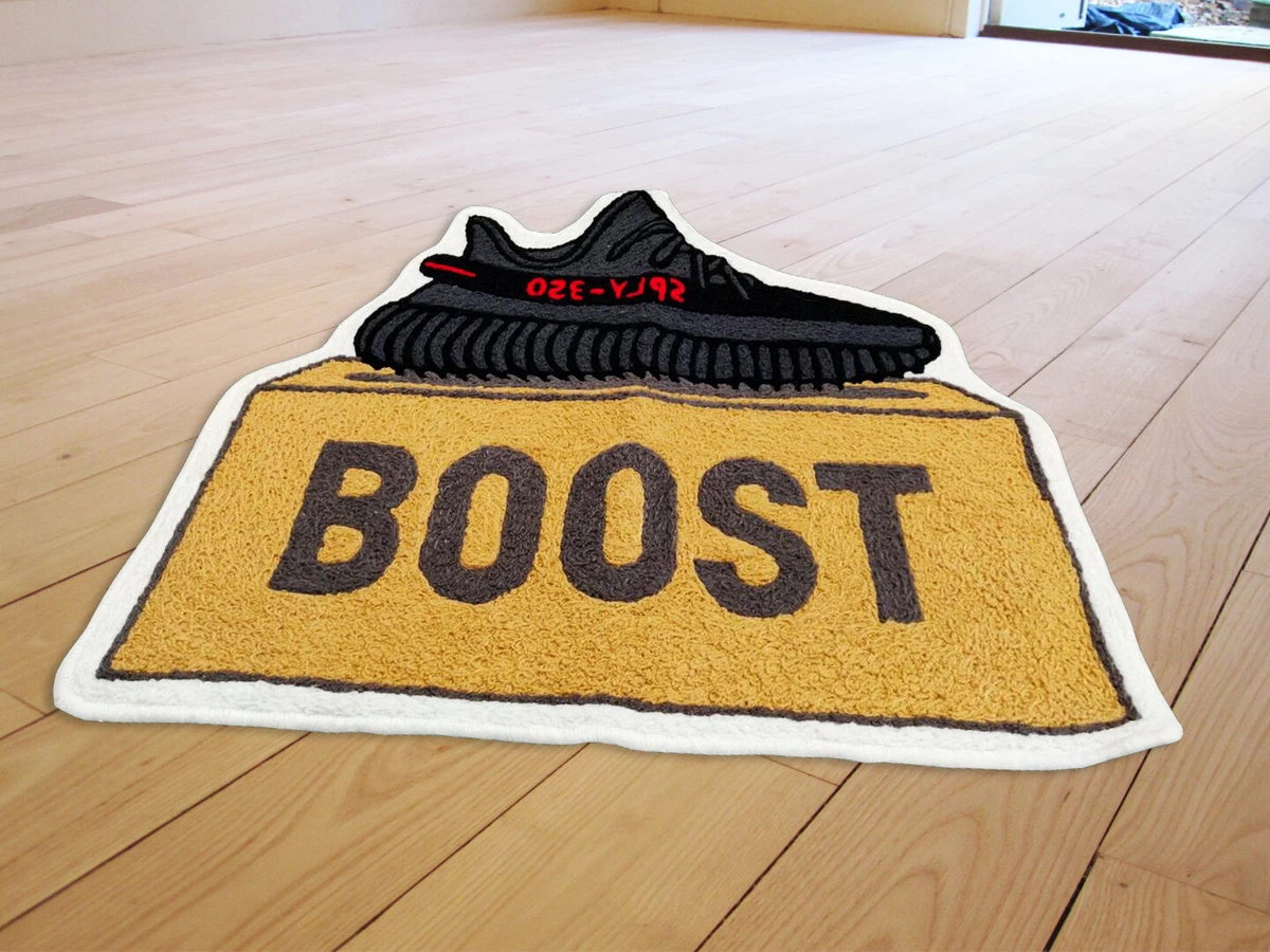 Custom Yeezy SPLY Boost 350 Bred Sneaker Box Sneakerhead Floor Mat