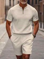 Short Sleeve Zipper Two-piece Set